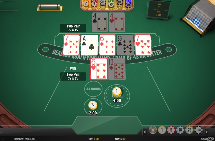 Casino Hold'em Winning Hand