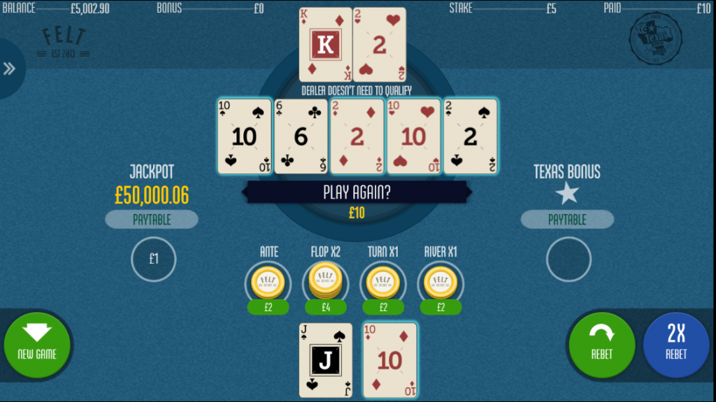 Texas Hold'em Bonus Poker Main Game