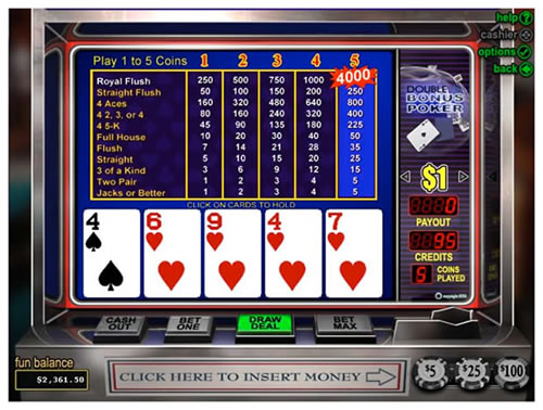 Video Poker low pair or flush draw.