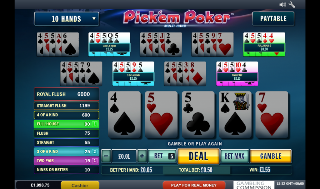 Pick'em Poker Video Poker